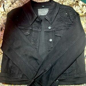 Judy Blue Black Rhinestone Denim Jacket Size S NWT